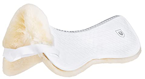 Werner Christ ® Lammfell Sattelpad Standard Sattelunterlage/Sattelkissen aus echtem Fell, dämpfendes Lammfellpad, Reitpad in weiß/Natur, Warmblut