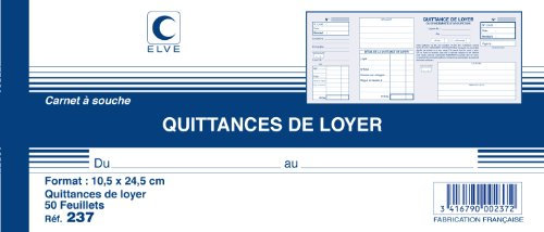 Livret Elve quittances de loyer - 105 x 245 mm - 50 pages