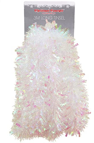 Christmas Concepts® 3m (9.8ft) Chunky/Fine Christmas Tinsel - Christmas Decoration Tinsel (Iridescent)
