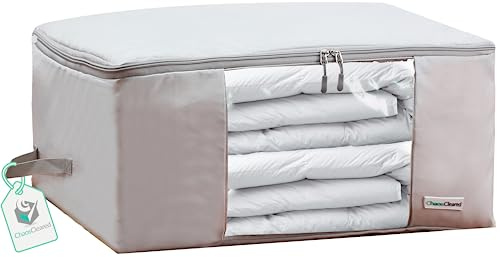 Comforter Storage Bag - Folding Organizer bag for King/Queen Comforters, Pillows, Blankets, Bedding/Quilt, Blanket, Duvet, Mothproof Space Saver; Large Collapsible Organizers, 24x14x11