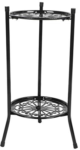 Maceteros Soporte Multinivel para Plantas y Flores, Estante Metal Decorativo para Exteriores e Interiores, Organizador de Jardín y Hogar（Negro）