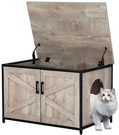 unipaws Caja de arena para gatos con apertura superior, adecuada para gatos grandes, caja de arena gigante alta, casa de gatos, banco de baño para gatos con marco de metal