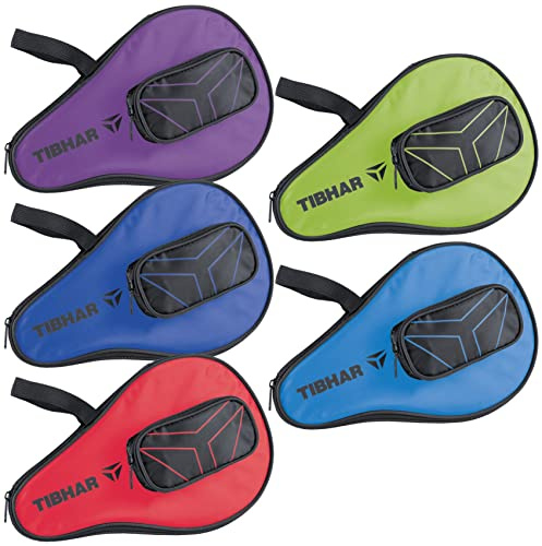 Tibhar Table Tennis Racket Cover with Logo T Bar with Ball Compartment, Table Tennis Bag for 1 Table Tennis Bat (Purple)