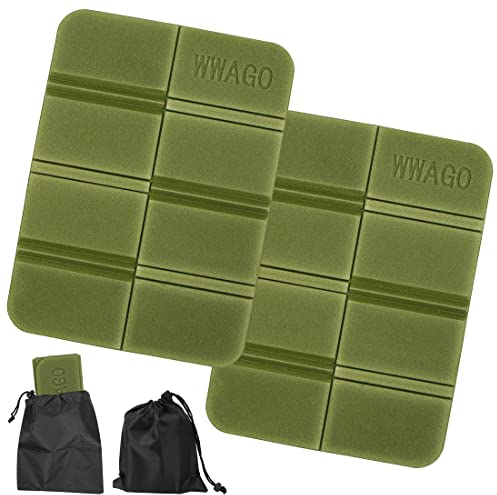 2er Thermo Sitzkissen Outdoor, Faltbares Sitzkissen Outdoor, Sitzunterlage Outdoor Kinder Wasserdicht, Thermo Sitzkissen mit Tragetasche, Wander Jagd Zubehör Garten Stadion Hunting Camping-olivgrün