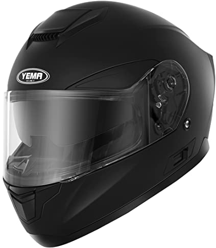 Casco Integrale Moto Scooter ECE Omologato - YEMA YM-831 Motorino Caschi Integrali Donna Uomo, Nero opaco (Nero opaco, Large)