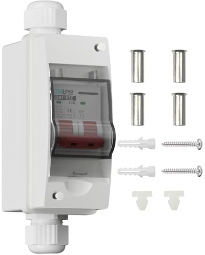 CNLonQcom Disjoncteur 40A DC500V PV solaire interrupteur de déconnexion 1 en 1 Out IP65 Extérieur étanche pour installation solaire