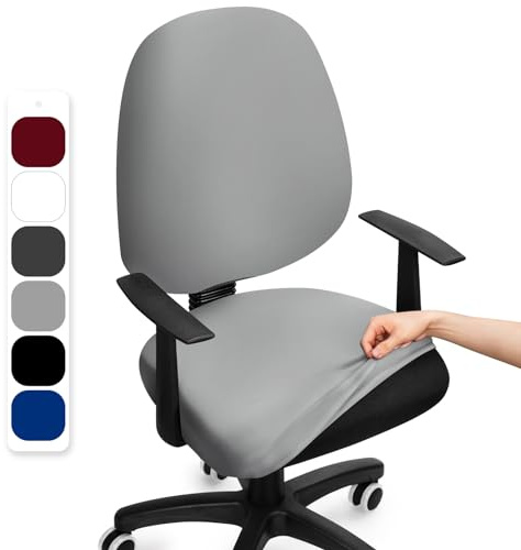 Funda de Silla de Oficina Elástica Fundas de Oficina Universal Cubierta de Silla de Ordenador de Oficina Removible Fundas para Silla Giratoria Funda para Respaldo de Silla (Gris Claro, 1 Piezas)F