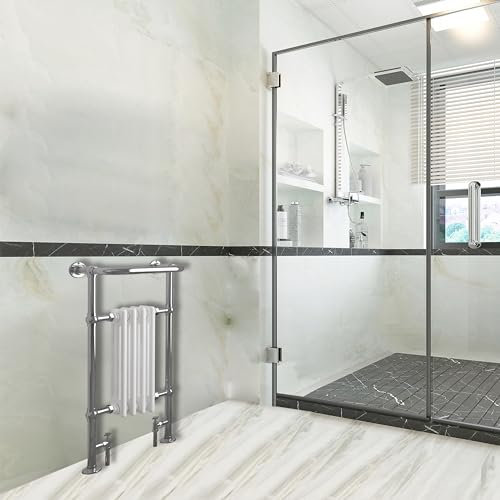 Bathroom Victorian Towel Rail Traditional Radiator White & Chrome 952x479mm