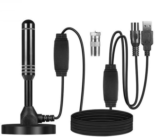 MEgegulo High-Definition-TV-Antenne für drinnen und draußen, 360 ° Empfang mit hoher Verstärkung, freie TV-Antenne, TV-Antenne unterstützt 4K 1080P VHF/UHF, HDTV Dual Verstärker Signalverstärker, mit