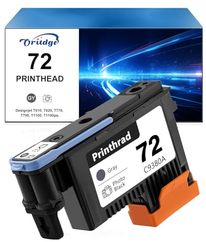 72 Druckkopf Remplacement für HP 72 Druckkopf C9380A kompatibel für HP Designjet T610 T600 T620 T770 T1300 T790 T795 T1100 T1120 T1200 T2300 (Grau/Fotoschwarz)