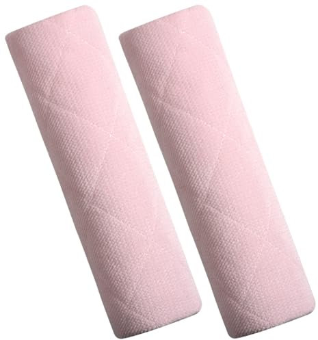 Balbina 2 Stück Gurtpolster Auto, Schulterpolster Erwachsene Kinder, Babyschale, einsetzbar als Schoner für Kinderwagen Rucksäcke Velvet-Stoff, Universal 7 x 21 cm, Hellrosa Velvet