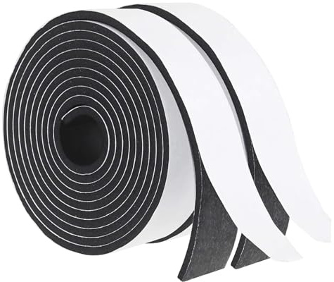 Foam Insulation Tape Self Adhesive,50mm(W) x10mm(T) x 2m(L),2pcs Weather Strip Foam Tape,Door Window Draught Excluder, Door Insulation Strip,Window Insulation,Soundproof, Anti-Collision,Shockproof
