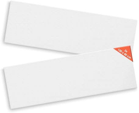 Lienzo sobre bastidor, juego de 2 unidades, 120 x 40 cm, lienzo artístico con 3 capas de tela de lino imprimada, lienzo básico de algodón, lienzo para pintura acrílica y pintura al óleo, accesorios