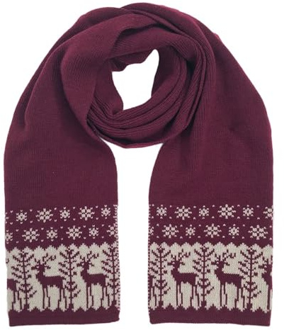 Kids Winter Scarf, Warm Knitted Long Scarves Christmas Tree Reindeer Snowflake for Children, Cozy Soft Thermal Scarf, Xmas Holiday Neck Warmer Neckerchief, Gifts for Boys Girls