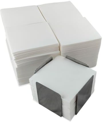 Pack de 300 Servilletas Cocktail de Papel Blancas + Servilletero de Mesa Acero Inox - Textura micropunto - Más Gruesas y Absorbentes - 10 x 10 cm Plegadas - Hostelnovo