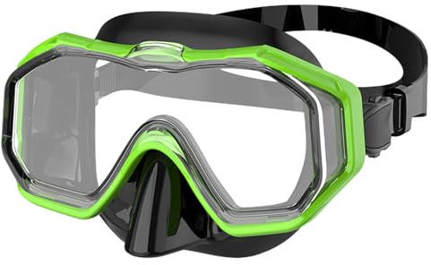 Snorkeling Goggles With Nose Cover - Clear Tempered Glass, Anti Fog Swimming, Waterproof Pool Gear, Soft Silicone Seal | Leak Proof Adult Goggles for Kids Wide View Diving Oceans Travel Adventure