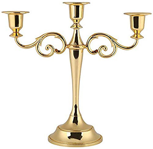 Levoberg Chandelier de Mariage Bougeoir Décoration Table Candélabre Moderne 3 Branches Or