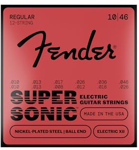 Fender Electric XII Strings for 12 string Electric Guitar, Nickel Plated Steel, 10-46