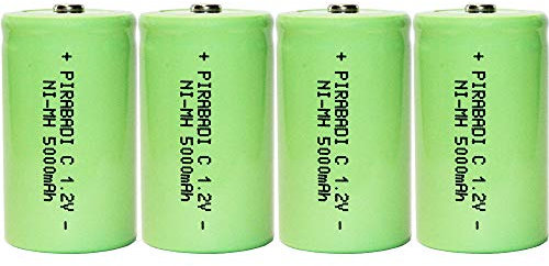 Lot 4 pilas recargable C 1.2 V | 5000 mAh | LR14 R14 HR14 | batería de NiMH NiMH Excellente Performance débil autodécharge | ideal para los mando a distancia, Los juguetes, los herramientas, Les