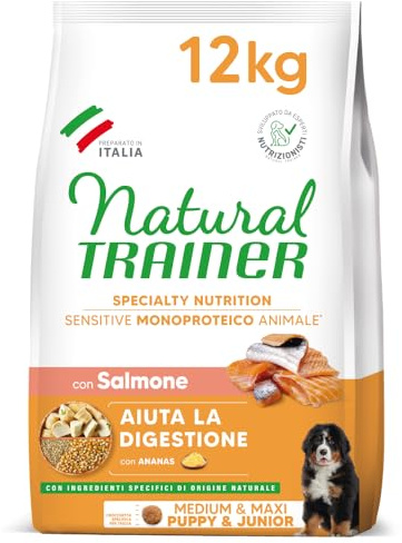 Natural Trainer Sensitive No Gluten Cibo per Cani Puppy&Junior con Salmone - 12kg