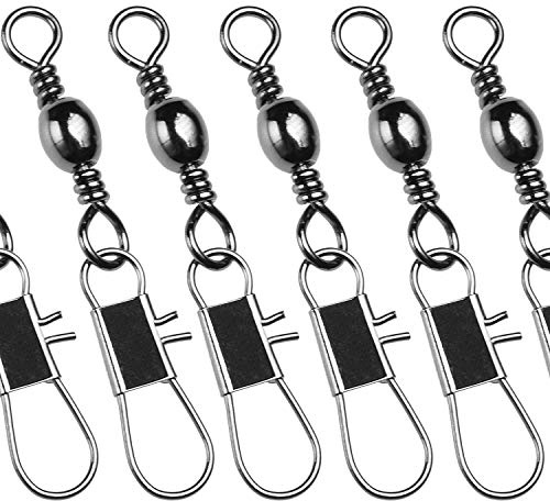 SF Fish Fishing Barrel Swivel with Safety Snap Interlock Snaps High Strength Tackle (Pack of 50,26Lb)