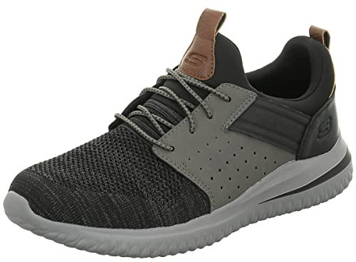 Skechers Men's DELSON 3.0 CICADA Sneaker, Black Gray Knitted Mesh W/Synthetic, 7 UK