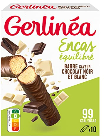 Gerlinéa - Barres saveur Chocolat Noir et Blanc - Encas Équilibré et Riche en Protéines - 206079, 10 Unité (Lot de 1)