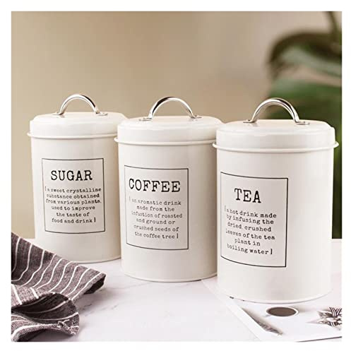 caihuashopping Coffee Canister 3pcs Kitchen Storage Tins Canister Set with Lid Tea Coffee Sugar Bread Bin Jar Coffee Containers