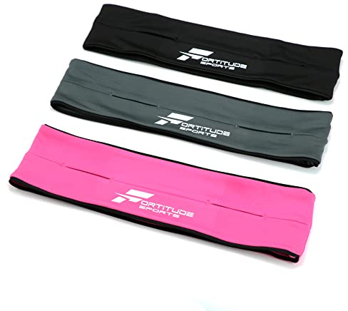 Fortitude Sports Phone Belt for Running | Waist Belt Phone Pouch | Phone Holder for Women and Men for Running, Walking, Cycling and Fitness (Grey, Medium)