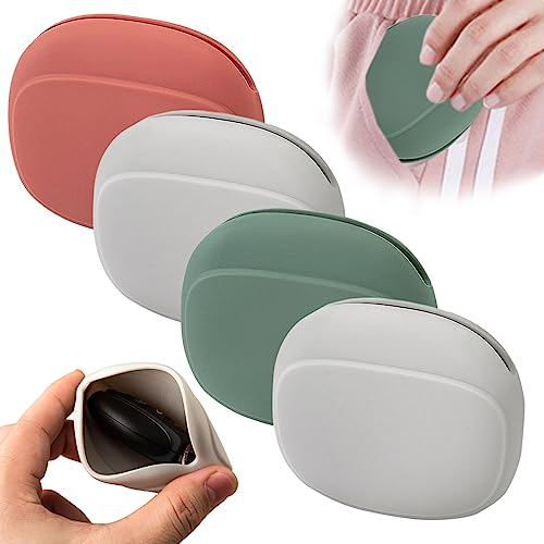 4 Stück Mini Tasche,Aufbewahrungstasche Klein,Kopfhörer Tasche Kleine ovale Aufbewahrungsbox,Tragbare Aufbewahrungstasche für Ohrstöpsel, Ohrhörer,Headsets,Hörgeräte,USB Ladekabel