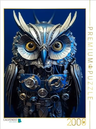 CALVENDO Puzzle Eule - Cyborg Tier in Verbindung mit Steampunk | 2000 Teile Lege-Größe 67 x 90 cm Foto-Puzzle für glückliche Stunden