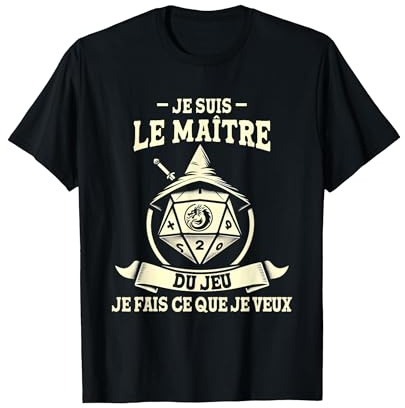 Cadeau Maitre Jeu De Rôle Fan JDR RPG D20 Noël Drôle Geek T-Shirt, Homme, Noir, XL