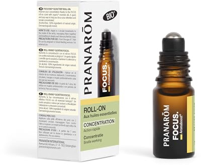 Pranarôm - Aromaboost Focus Bio - Roll-on Olfactif -Mémoire et Concentration - Action Immédiate - Huile Essentielle Bio de Menthe Poivrée - 5 ml