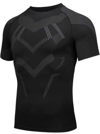 AMZSPORT Camiseta De Manga Corta de Compresión Ropa Deportiva Base Layer para Correr