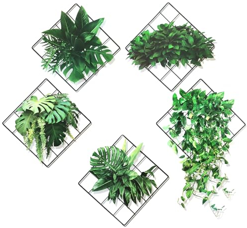 VMUTGA 3D Plantes Stickers Muraux, Plante Verte Autocollant Mural, 5 Designs de Plantes Suspendues Sticker Mural, Décoration Murale pour Salon Chambre Cuisine
