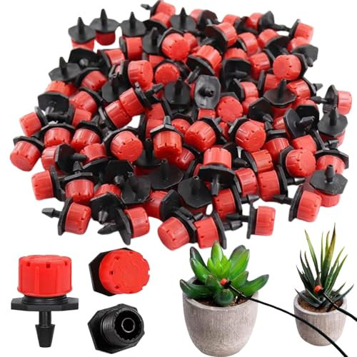 Kit d'irrigation Goutte,100pcs Goutteur Irrigation Réglable,Kit Arrosage Automatique,Micro Flow Drip Head Buses,D'irrigation Goutte à Goutte,Micro Pulvérisateurs à Débit Réglable,pour Jardins