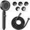 NCCHDZSW Wassersparender Duschkopf Mit Schlauch 1,5M, 5 Modi Hochdruck Shower Head Mit Wasserstop, Duschbrause Schwarz Einfach zu Verwenden