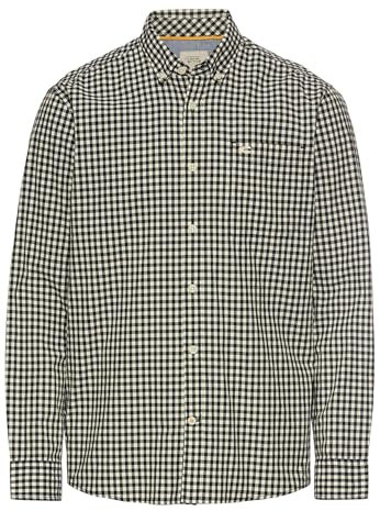 camel active Herren Kariertes Langarmhemd aus Baumwolle Grün, Menswear-XL