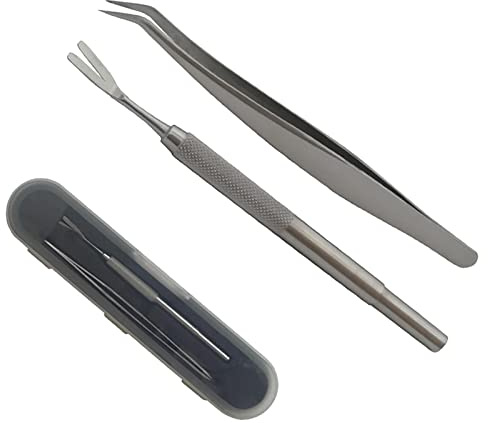 Set di attrezzi per estrazione delle zecche – collezione di pinzette per rimozione delle zecche, set di estrattori | pinza in acciaio inox rimuove l'intera testa con 3 estrattori in plastica e