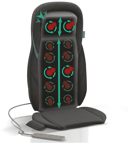 Zen Himalaya Massaggio Sedile - 4 Mani: Aree schiena e spalle - Shiatsu Realistico con Gel Silicomfort - Allevia i muscoli e lenisce la tensione