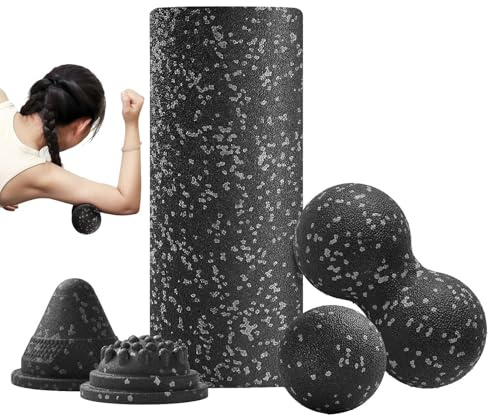 Faszienrolle Set - Massage Set Für Rücken Mit Rutschfestem Rad,Tragbares Fitnessgerät Mit Dämpfung Für Training Erwachsene Sportler Rücken Gym Muskeln Reise Fitness