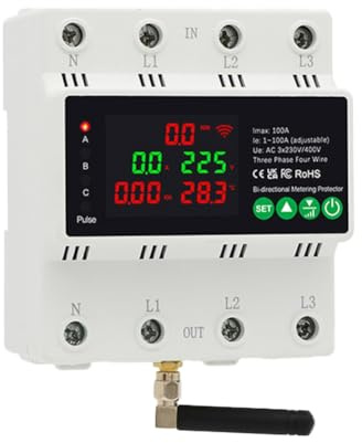 Aboiled Tuya WiFi a 3 4 conduttori 380 V, 100 A, contatore intelligente bidirezionale/KWh, riaccensione automatica in caso di sovratensione/sottotensione