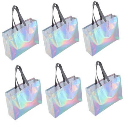 Mobestech 6 Paquet de Sacs Réutilisables en Tissu Non Tissé avec Poignées, Grande Capacité, Design Multi-usages, pour Pique-niques et Activités en Plein Air
