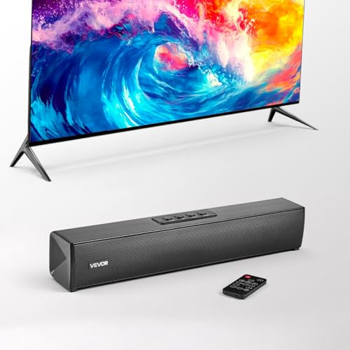 VEVOR Barre de Son pour Smart TV 2.0 Canaux, Compacte 45 cm, Enceinte TV Home Cinéma Projecteur, Connexion Bluetooth AUX, avec Télécommande, Système de Son Surround Stéréo 80 W pour PC, Téléviseur