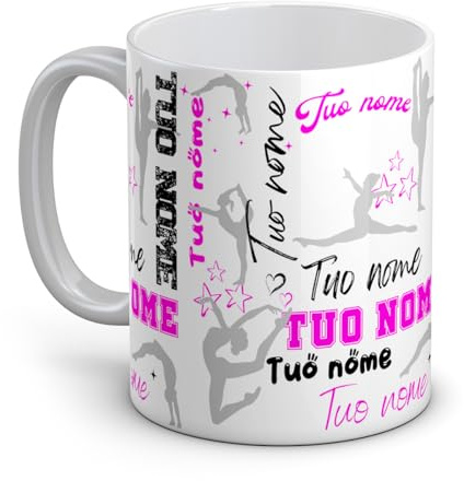 quickgadget Tazza in Ceramica Ginnastica Artistica Ritmica Personalizzata con Nome – Idea Regalo Sportiva per Bambine Ragazze Allenamento Palestra Casa Ufficio (MUG-GYMAR06)