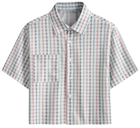 YOSUWOAI Chemise à carreaux pour homme à manches courtes avec poches de poitrine, haut court pour les loisirs, chemise de pêcheur surdimensionnée, chemise classique d'affaires, chemise d'été à