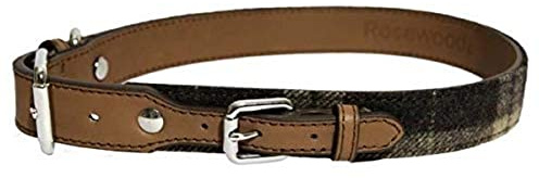 Rosewood Collier en Cuir de Luxe pour Chien Tweed à Carreaux Écossais 31-41 cm
