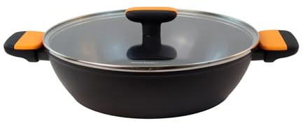 Fackelmann Soft Guisera Antiadherente 28 cm, Aluminio Forjado, Revestimiento Cerámico Greblon Libre de PFA, Apta para Inducción, Vitro, Gas y Horno, Mango Suave con Silicona Resistente al Calor