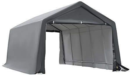 Outsunny Tente Garage carport dim. 6L x 3,6l x 2,75H m Acier galvanisé Robuste PE Haute densité 195 g/m² imperméable Anti-UV Blanc Gris