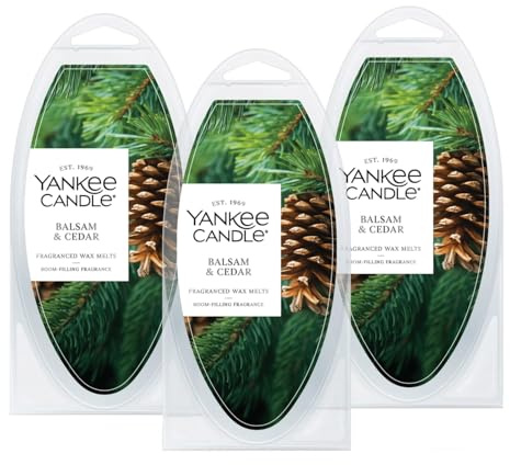 Yankee Candle Scented Wax Melts for Wax Warmers, Long Lasting Home Fragrance, Odor Eliminating Wax Cubes, Balsam & Cedar, 6 Count (Pack of 3)